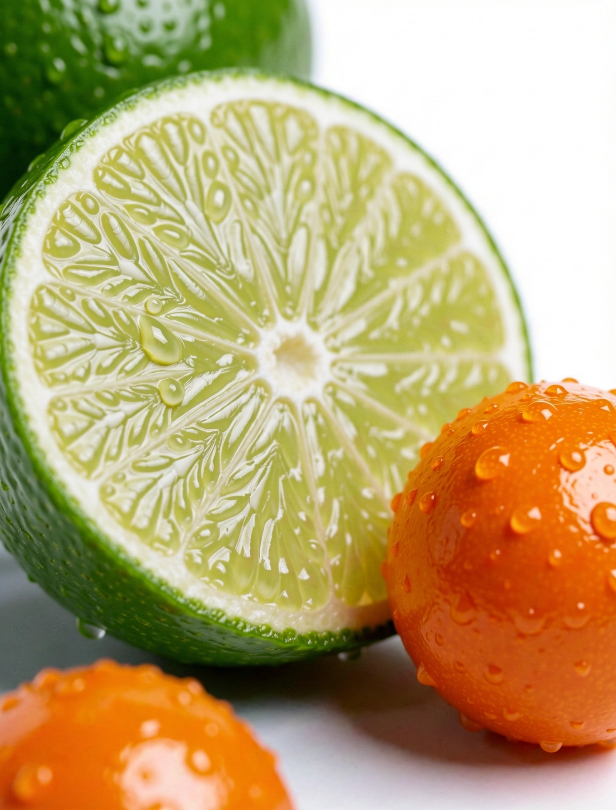 Detalle macro de frutas cítricas peruanas
